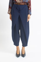 Pantalone barrel in cady con pannello