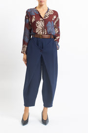 Pantalone barrel in cady con pannello