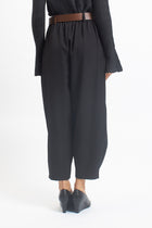 Pantalone barrel in cady con pannello