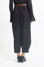 Pantalone barrel in cady con pannello
