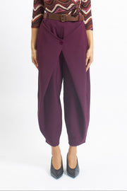 Pantalone barrel in cady con pannello