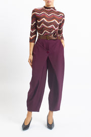 Pantalone barrel in cady con pannello