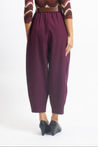 Pantalone barrel in cady con pannello