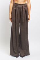Pantalone palazzo gessato con fiocco