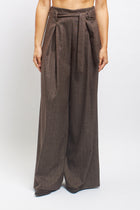 Pantalone palazzo gessato con fiocco