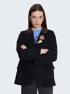 Blazer in lanacotta con spille gioiello