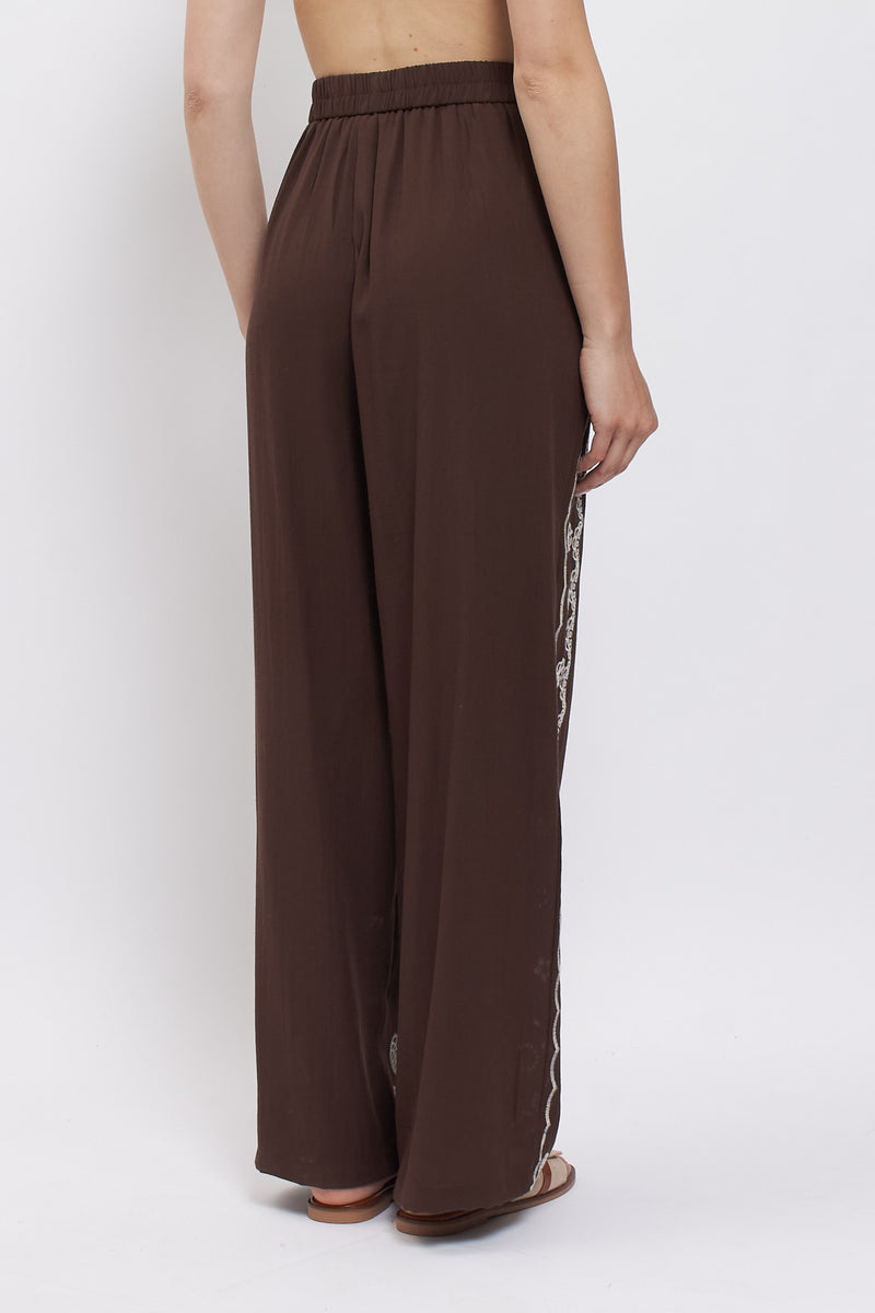 Pantalone in viscosa con ricami