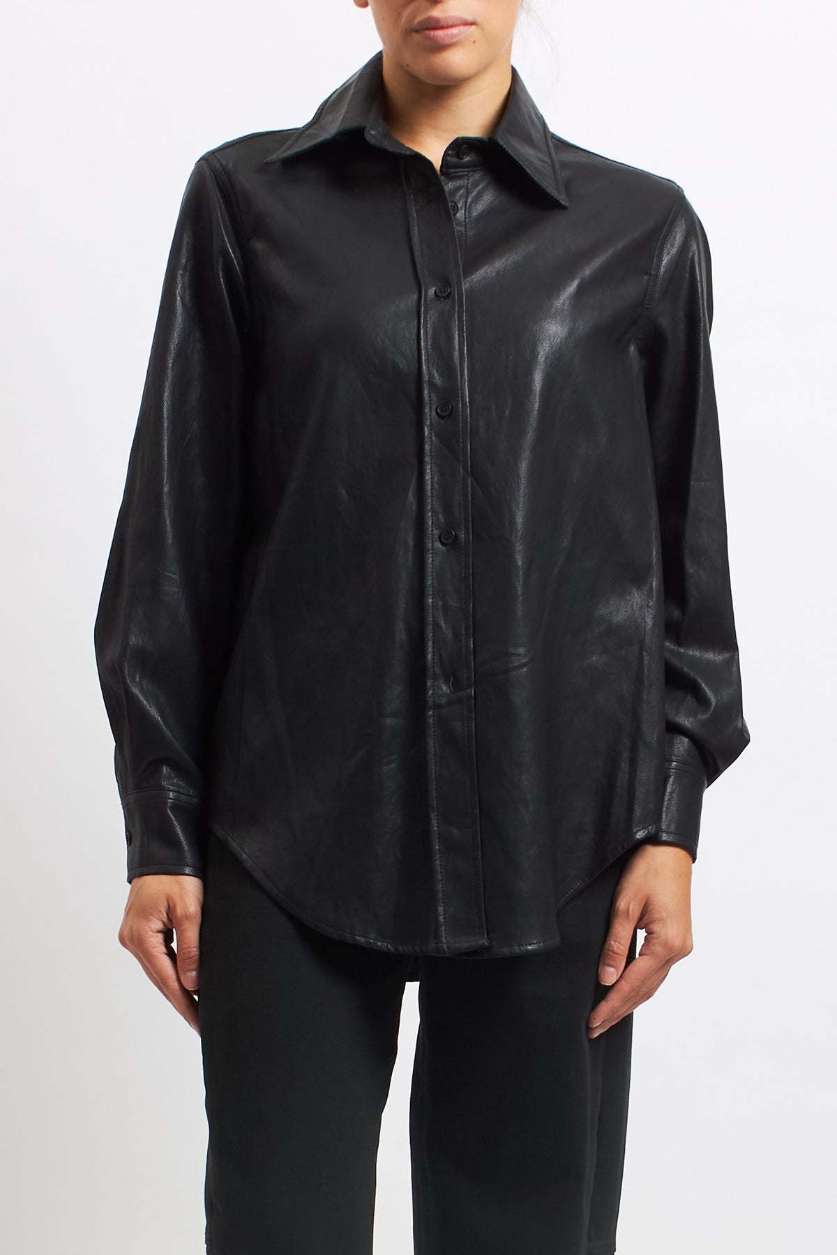 Camicia over in ecopelle