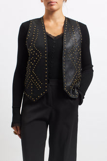 Gilet in ecopelle borchiato