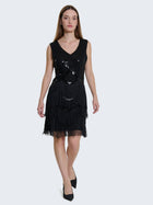 Mini abito con frange e perline