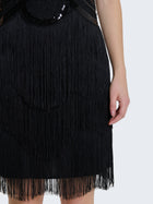 Mini abito con frange e perline