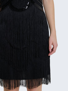 Mini abito con frange e perline