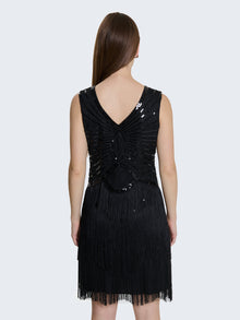 Mini abito con frange e perline