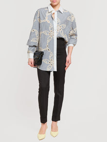 Camicia over a righe con ricami