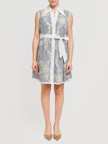 Abito oversize a righe con ricami