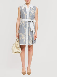 Abito oversize a righe con ricami