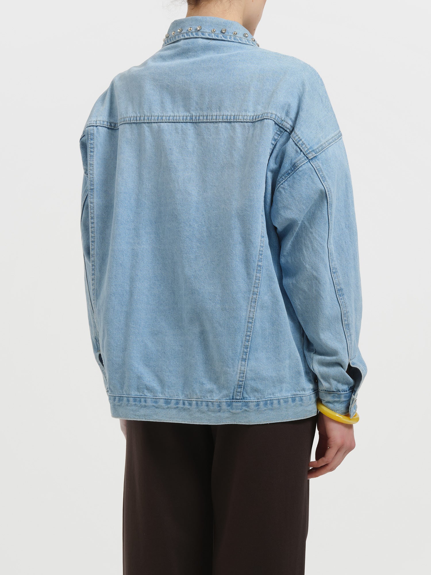Giacca jeans oversize con strass
