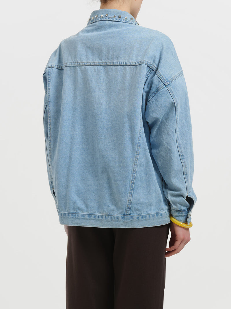 Giacca jeans oversize con strass