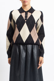 Maglia modello polo con fantasia geometrica