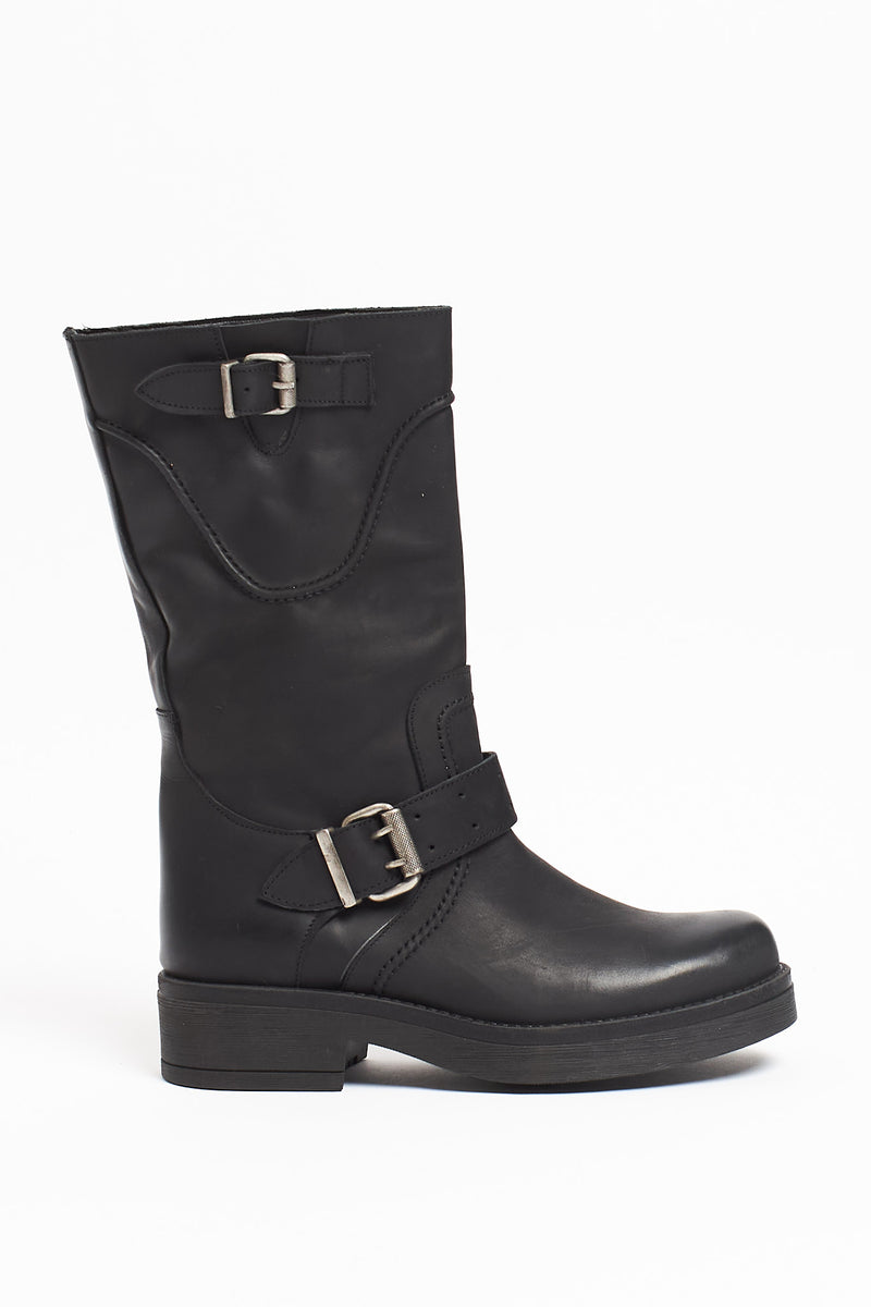 Stivale in pelle stile harley con fibbie