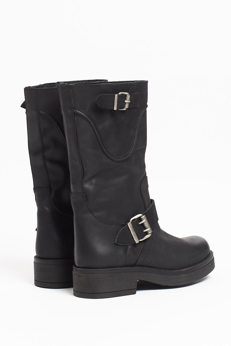 Stivale in pelle stile harley con fibbie