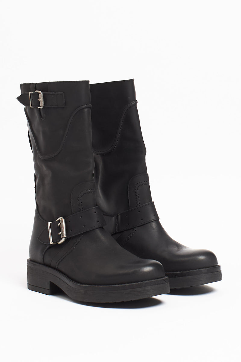 Stivale in pelle stile harley con fibbie