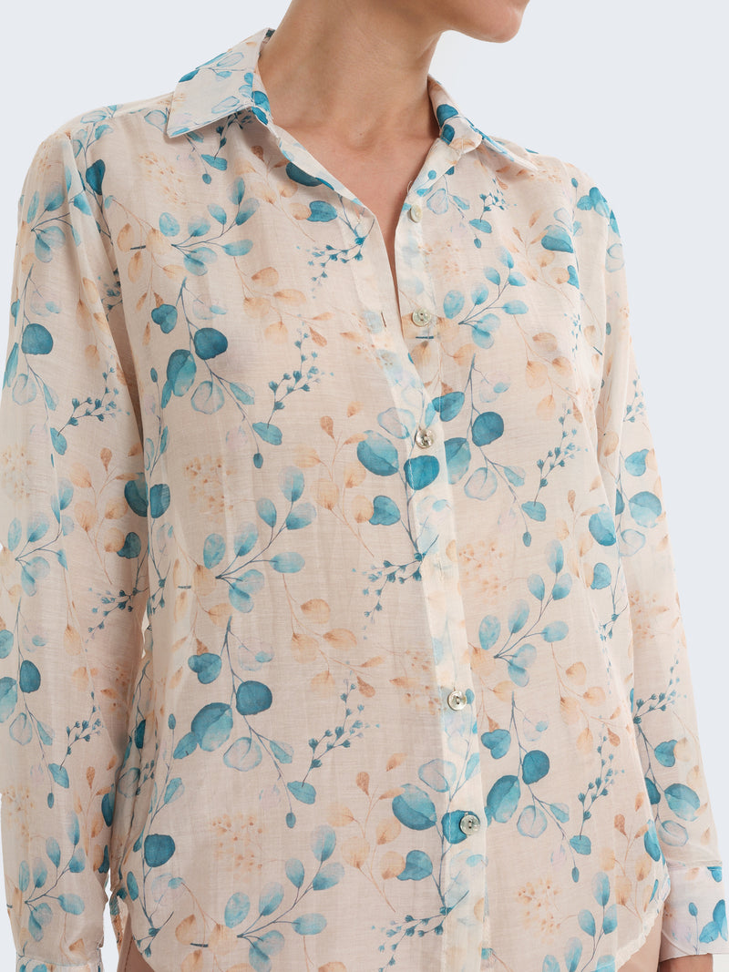 Camicia misto seta con fiori