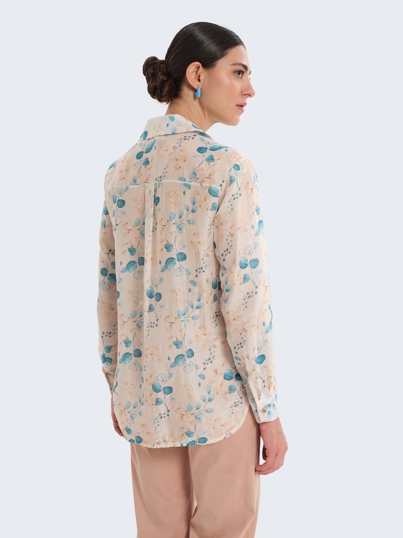 Camicia misto seta con fiori