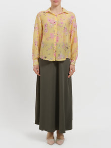 Camicia floreale in misto seta