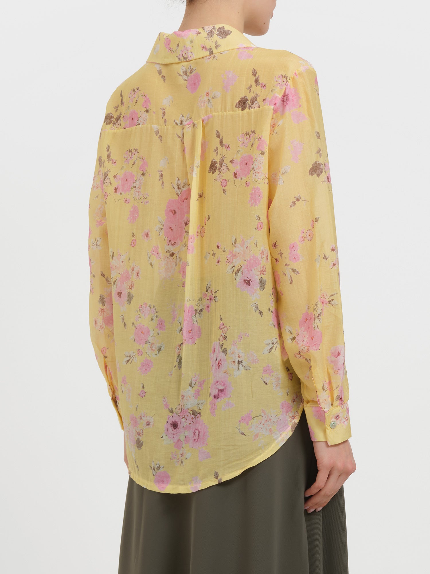 Camicia floreale in misto seta