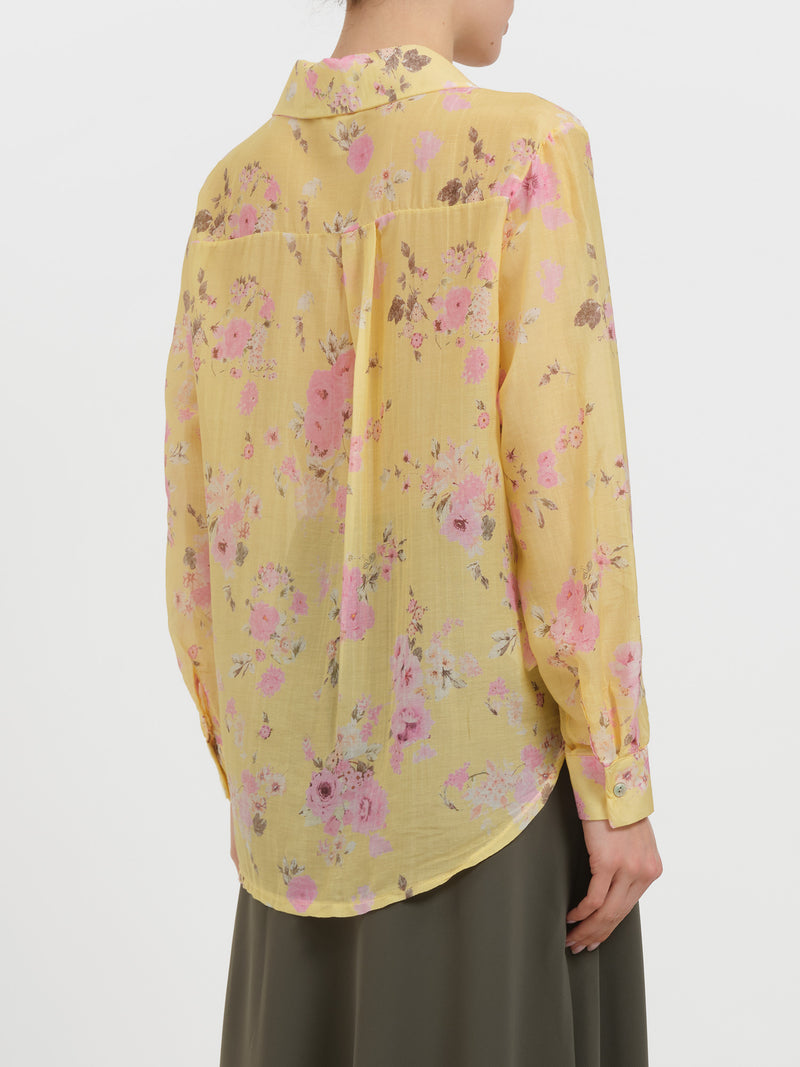 Camicia floreale in misto seta