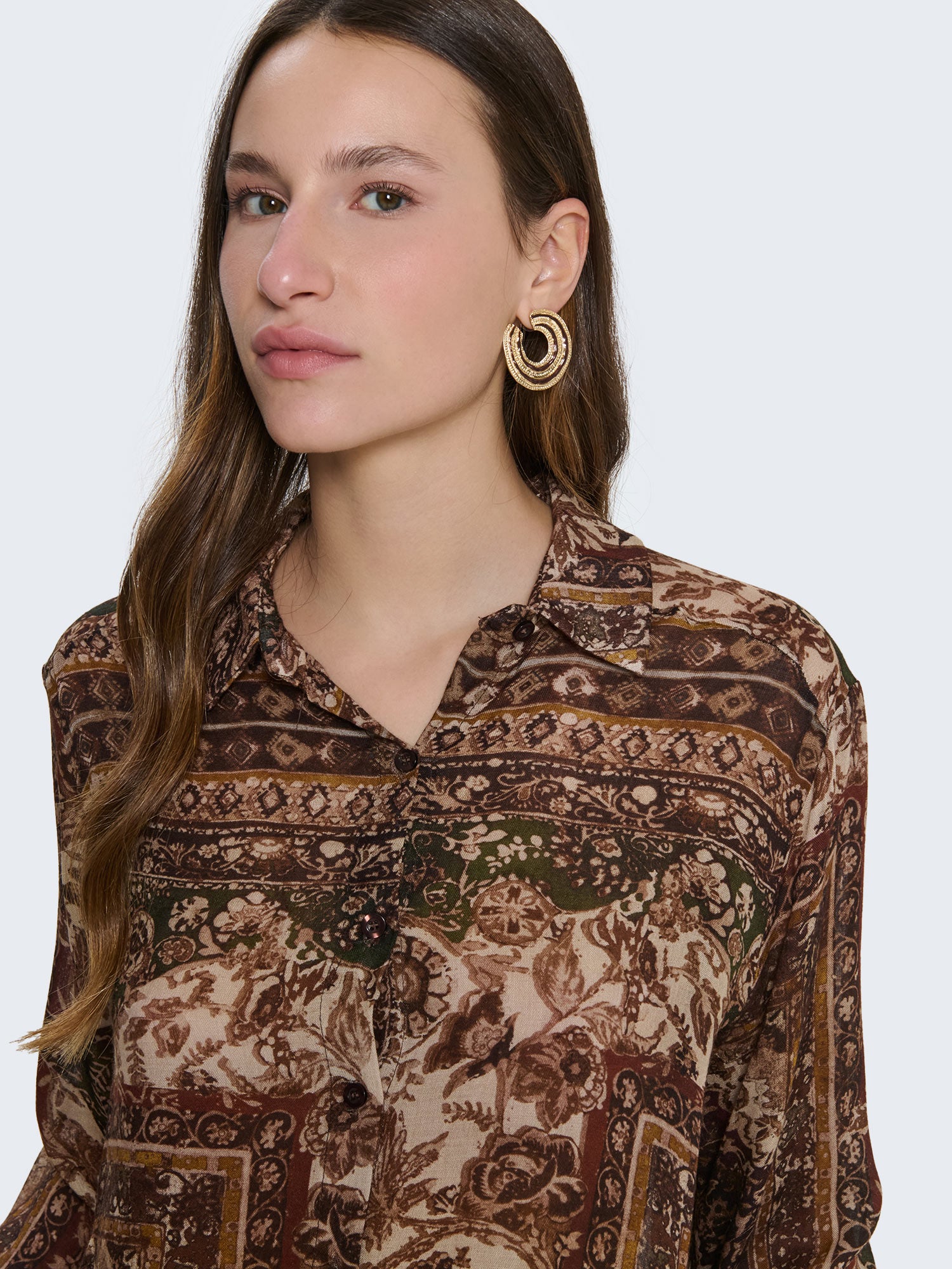 Camicia misto lana con fantasia