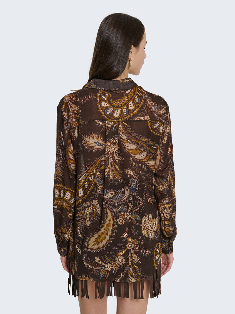 Camicia misto lana con motivo paisley