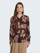 Camicia misto lana con motivo foliage