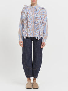 Camicia a righe con rouches