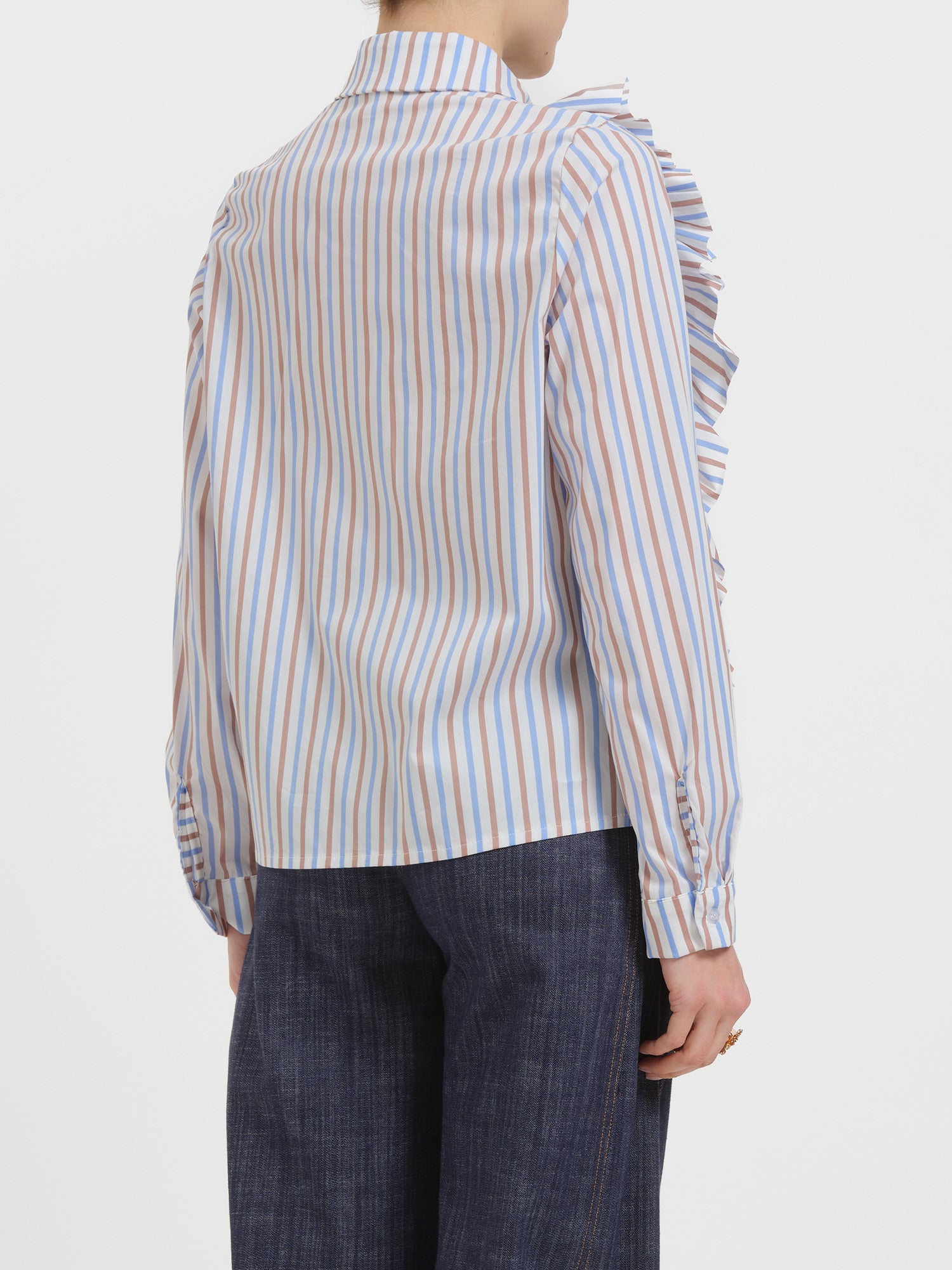 Camicia a righe con rouches