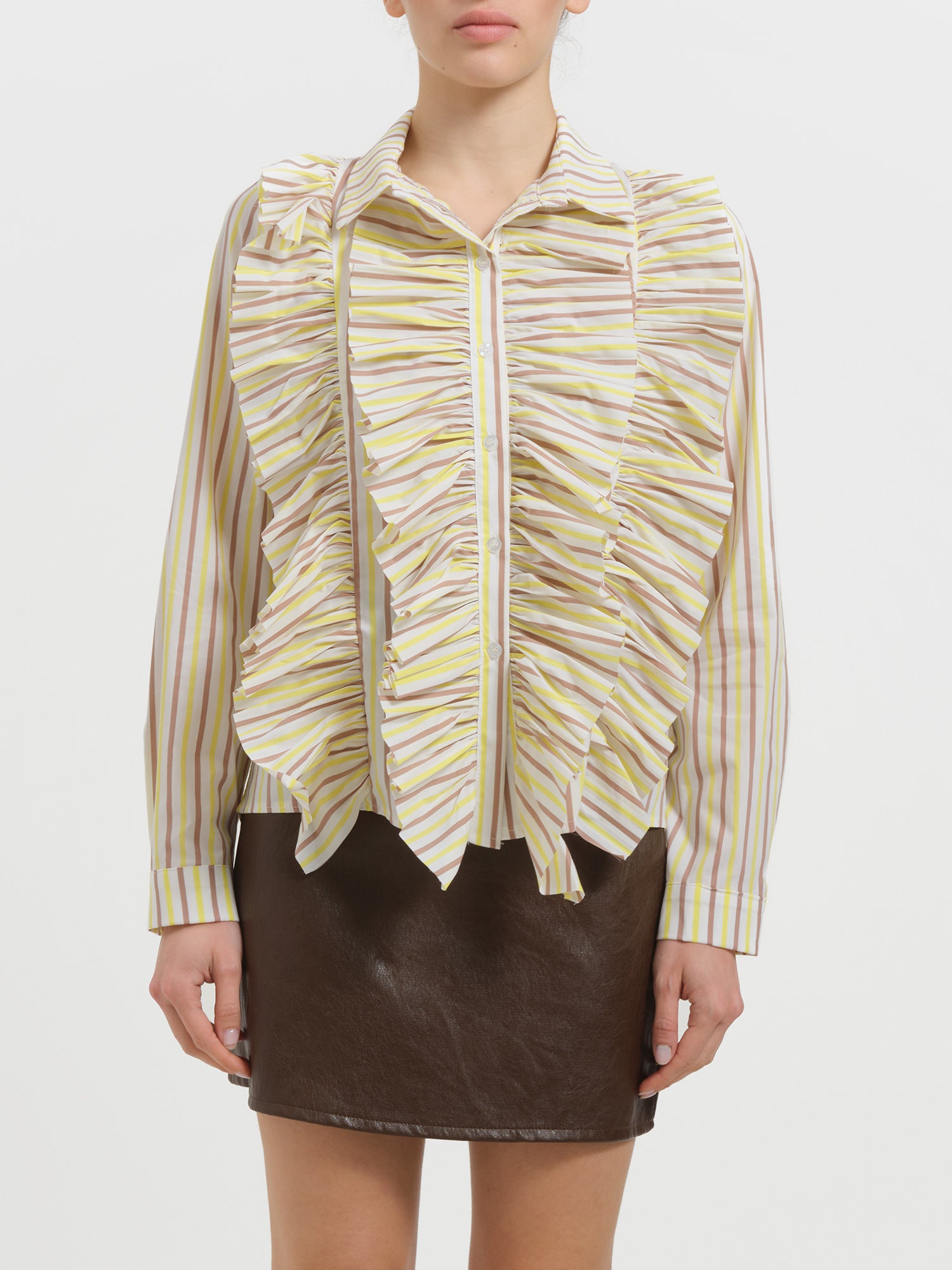 Camicia a righe con rouches