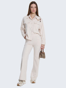 Pantaloni flare misto lana in coordinato