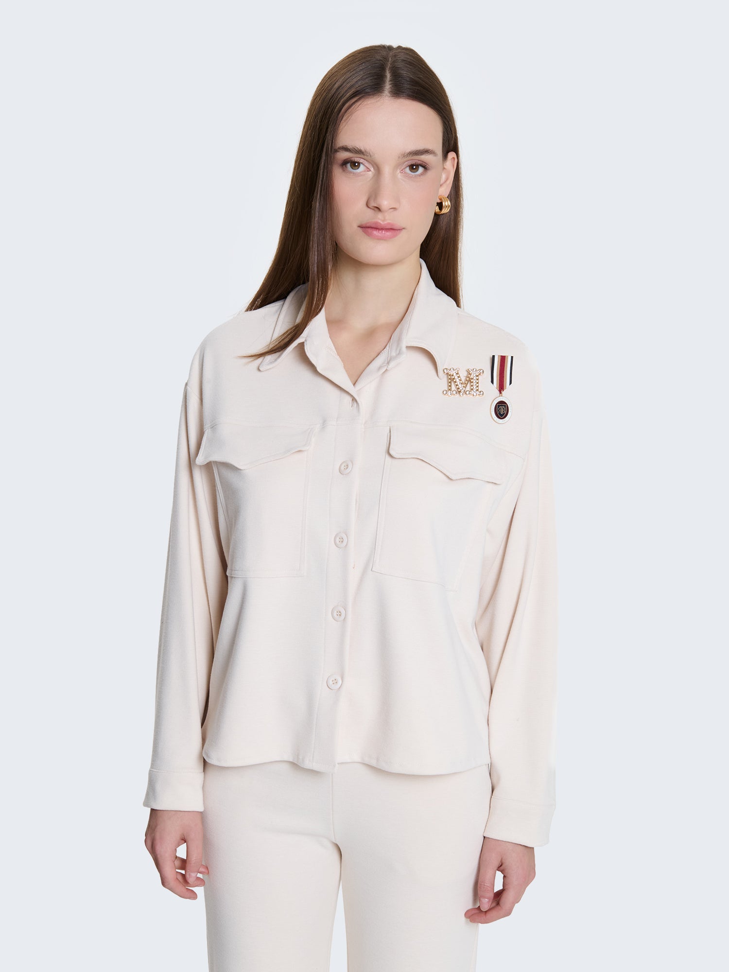 Camicia misto lana boxy con accessori