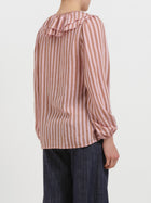 Blusa gessata con collo volant