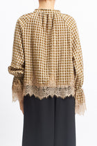 Camicia in tessuto Vichy con inserti in pizzo