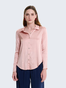 Camicia slim fit in raso a maniche lunghe