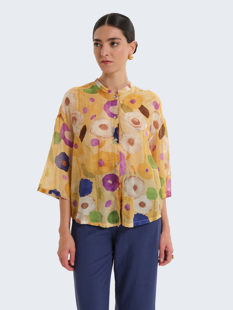 Camicia misto seta floreale