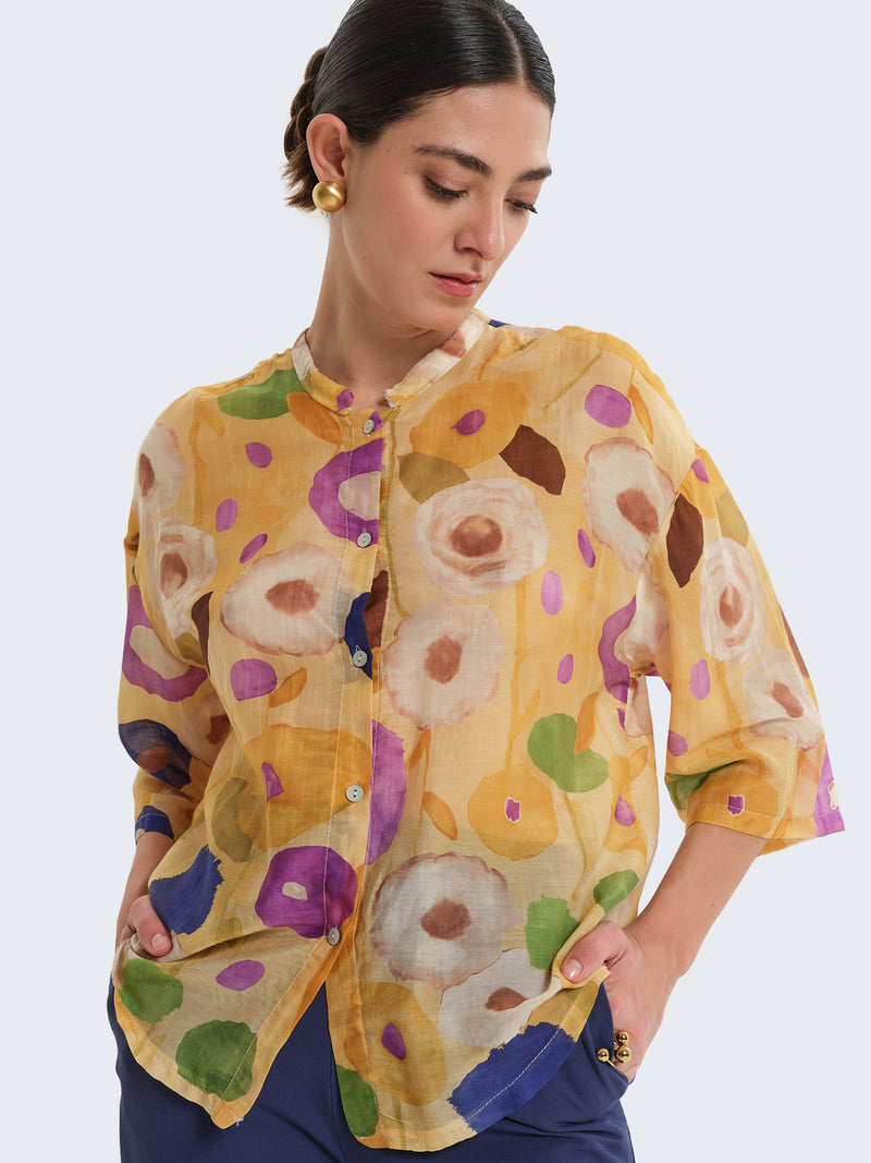 Camicia misto seta floreale