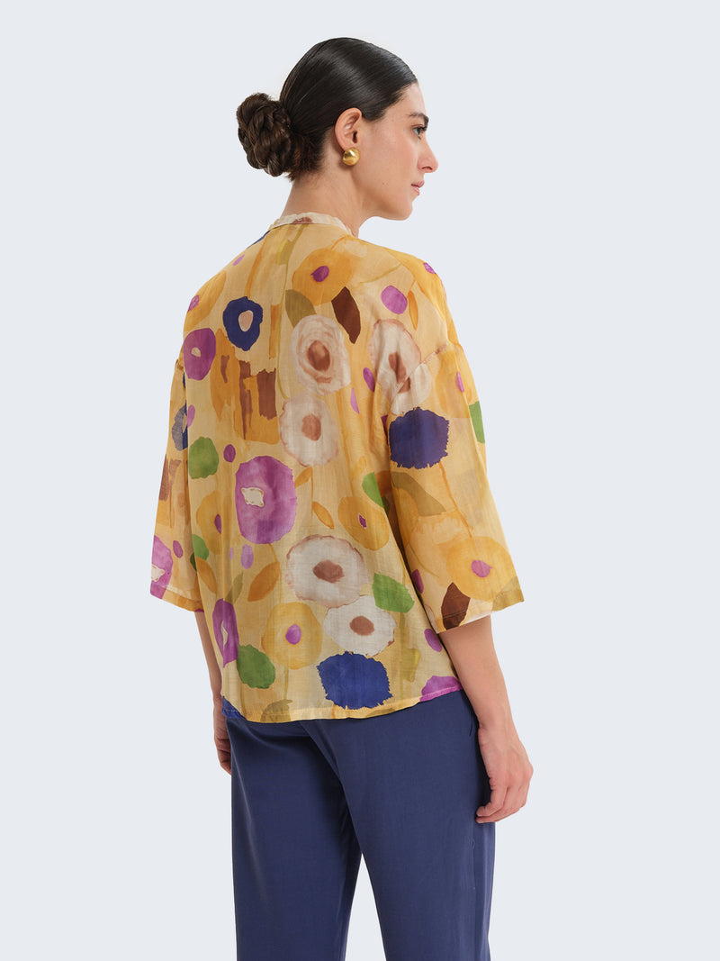 Camicia misto seta floreale