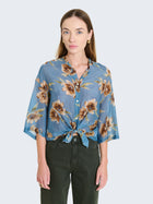 Silk blend shirt with floral pattern