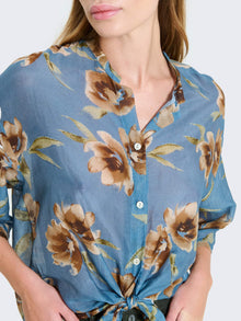 Silk blend shirt with floral pattern