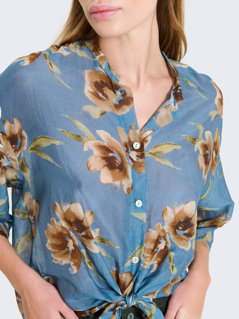 Silk blend shirt with floral pattern