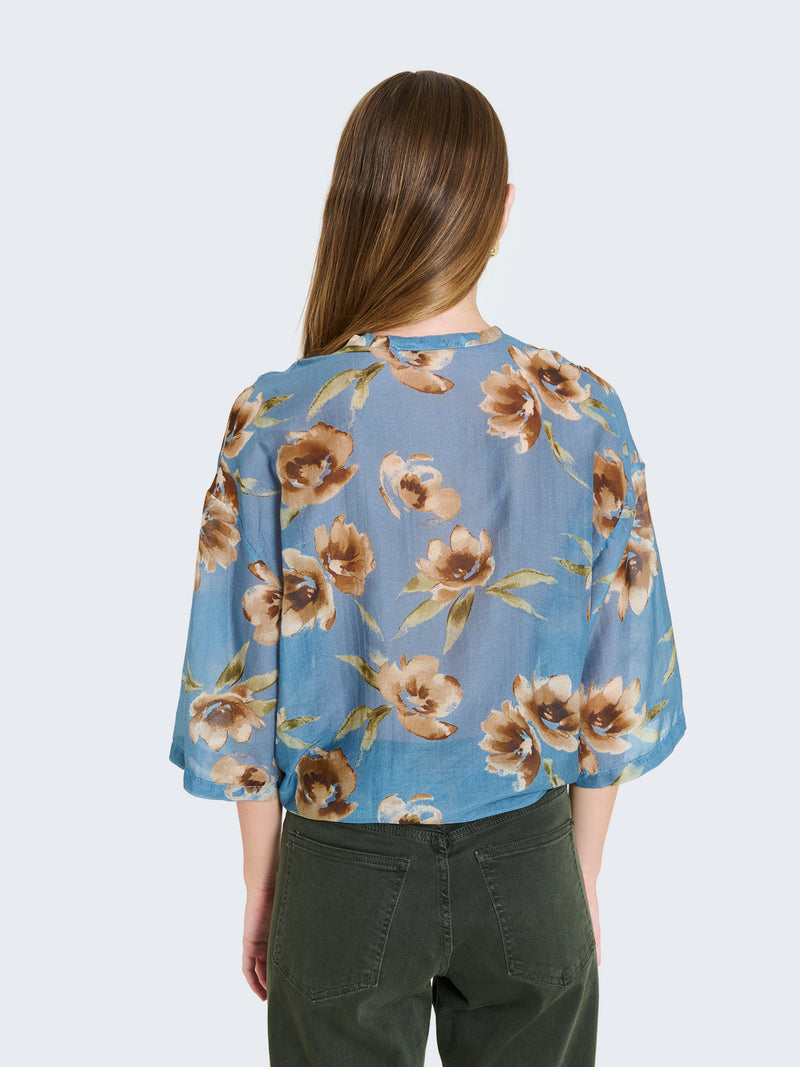 Silk blend shirt with floral pattern
