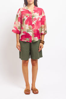 Camicia con collo alla coreana e fiocco